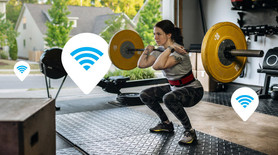 Woman working out in a garage